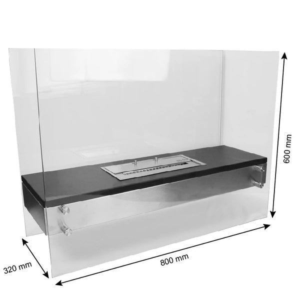 Stor brännare med glassidor