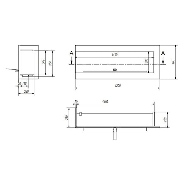 Etanolkamin till vänster hörn 120 cm