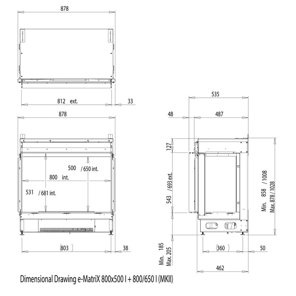 e-MatriX 800-500 I - Water Vapour Fireplace