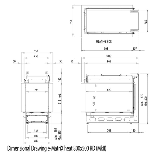 e-MatriX 800-500 RD - Water Vapour Fireplace