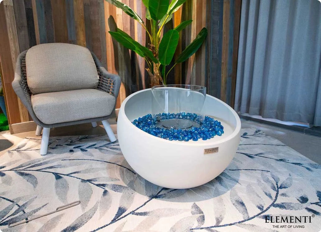 Firenze Bioethanol Fire Bowl in Cream White