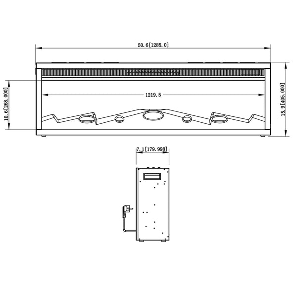 LED Klassisk elkamin för inbyggnad - 129 cm