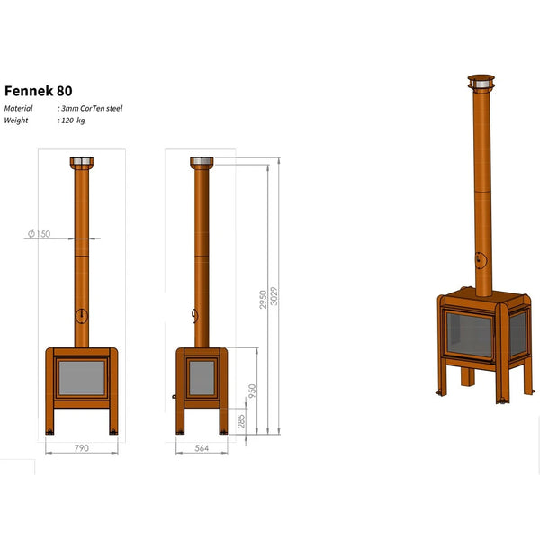 Fennek 80 Trädgårdskamin