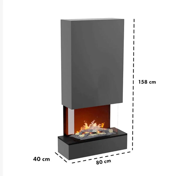 Hölderlin Tall Grey - OMC 600 | Wall-mounted Water Vapour Fireplace