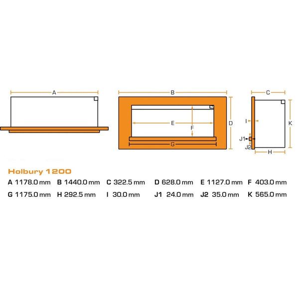 Holbury 1200 - Vit Marmor Elektrisk Kamin