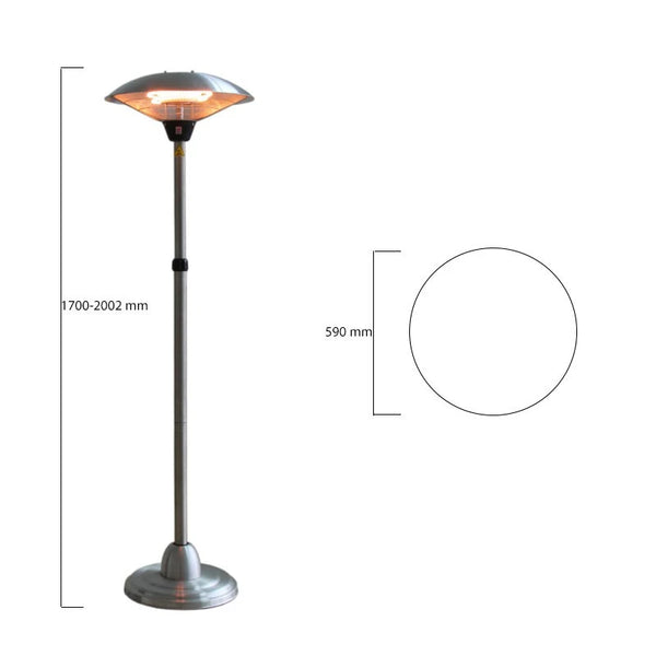 Heater Standing Telescope 900-1200-2100 W Silver