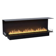 Foco Myst Three 1800 three-sided water vapour fireplace in black with realistic water vapour flames