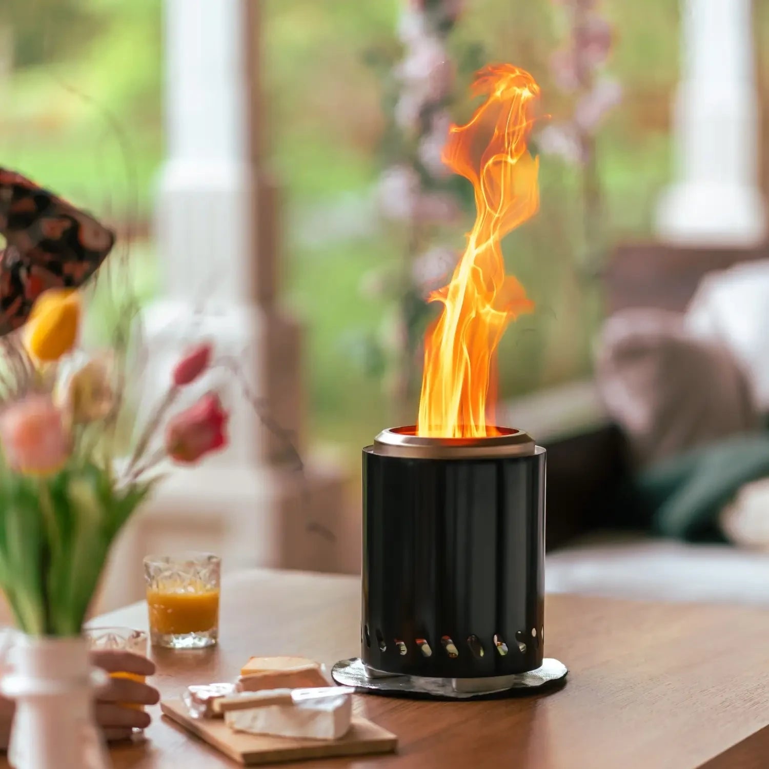 Volcano Pellet Tabletop Fire Pit Medium – Matte Black Stainless Steel