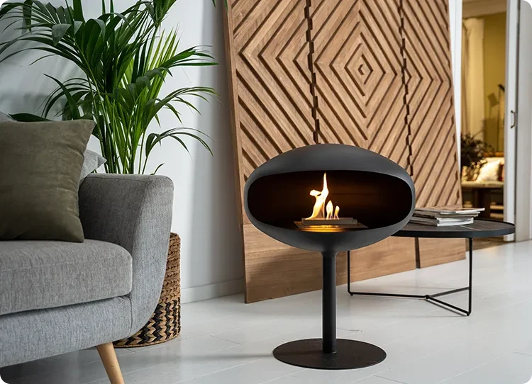 Cocoon Pedestal matt svart fristående bioetanolkamin