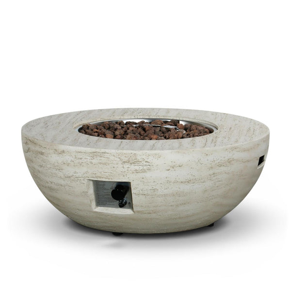 Estate Bowl 92 Travertine – Rund gaseldad eldbord