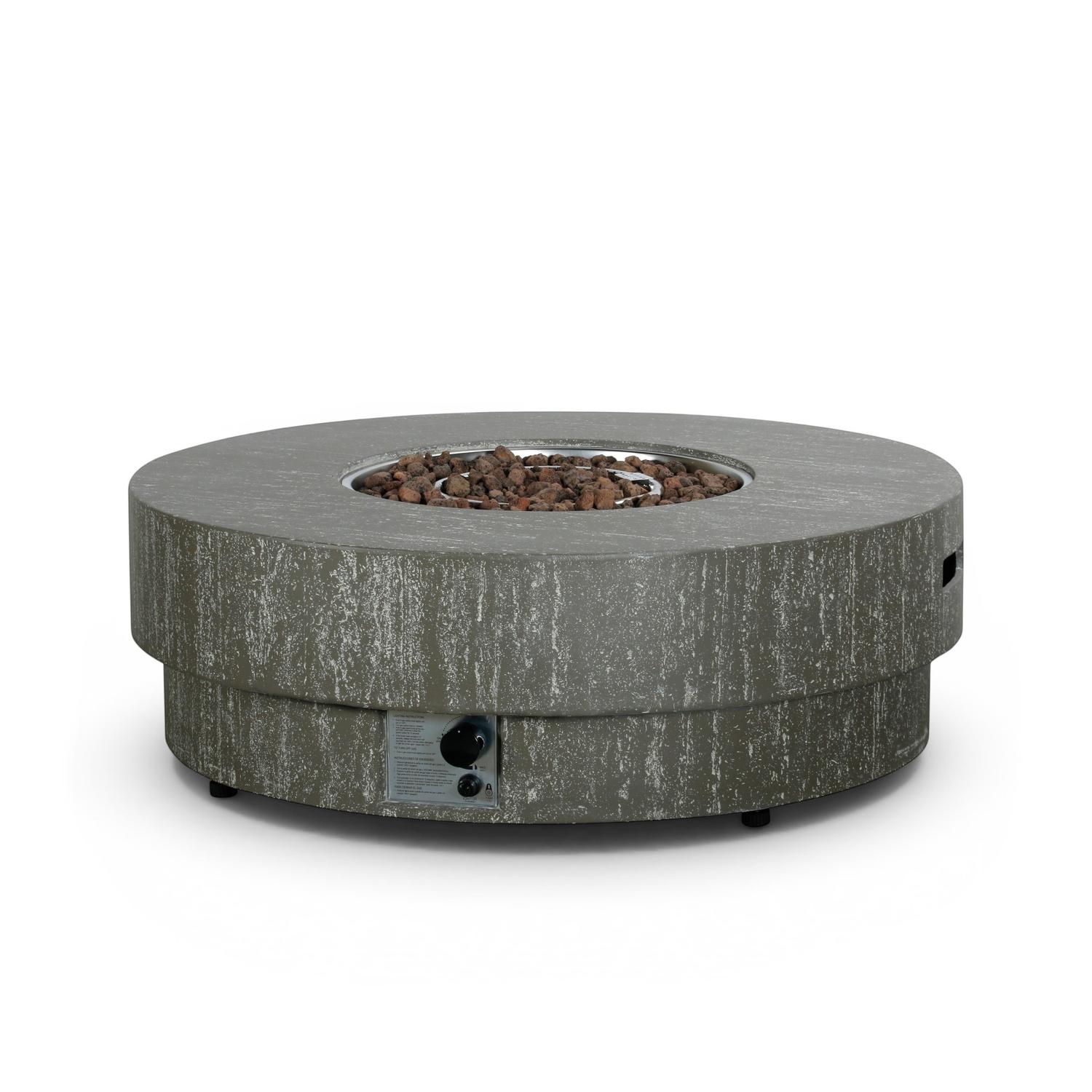 Estate Round 105 Dark Travertine – Rund gaseldad eldstadsbord