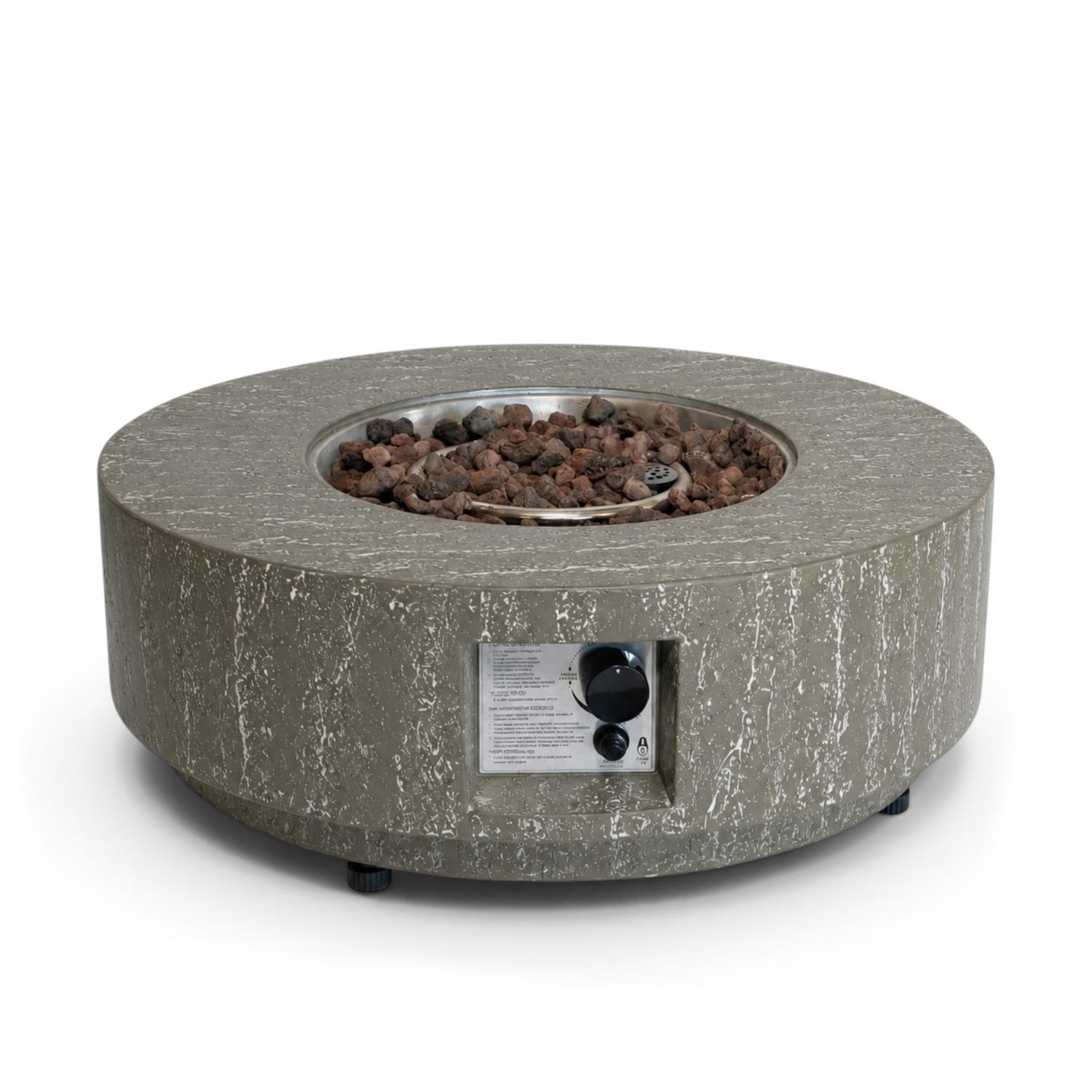 Estate Round 76 Dark Travertine – Rund gaseldstad i bordformat