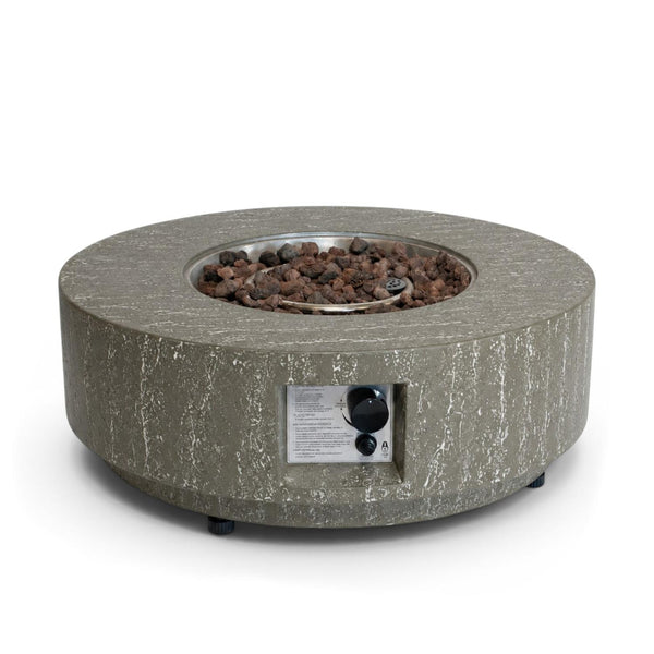 Estate Round 76 Dark Travertine – Rund gaseldstad i bordformat