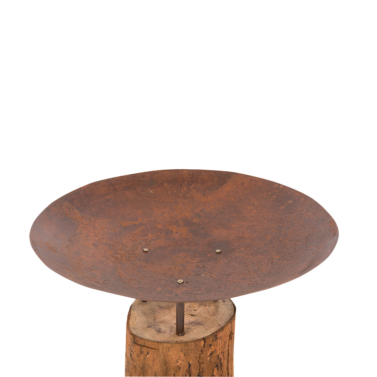 Corten stål fire pit på trästubbe