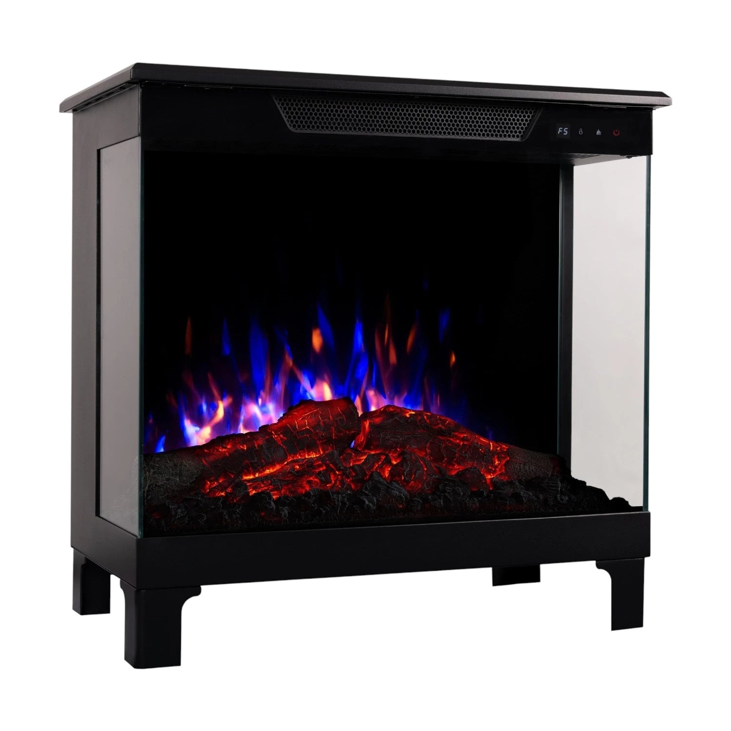 Tower 61 – Freestanding Electric Fireplace with 3-Sided Flame View