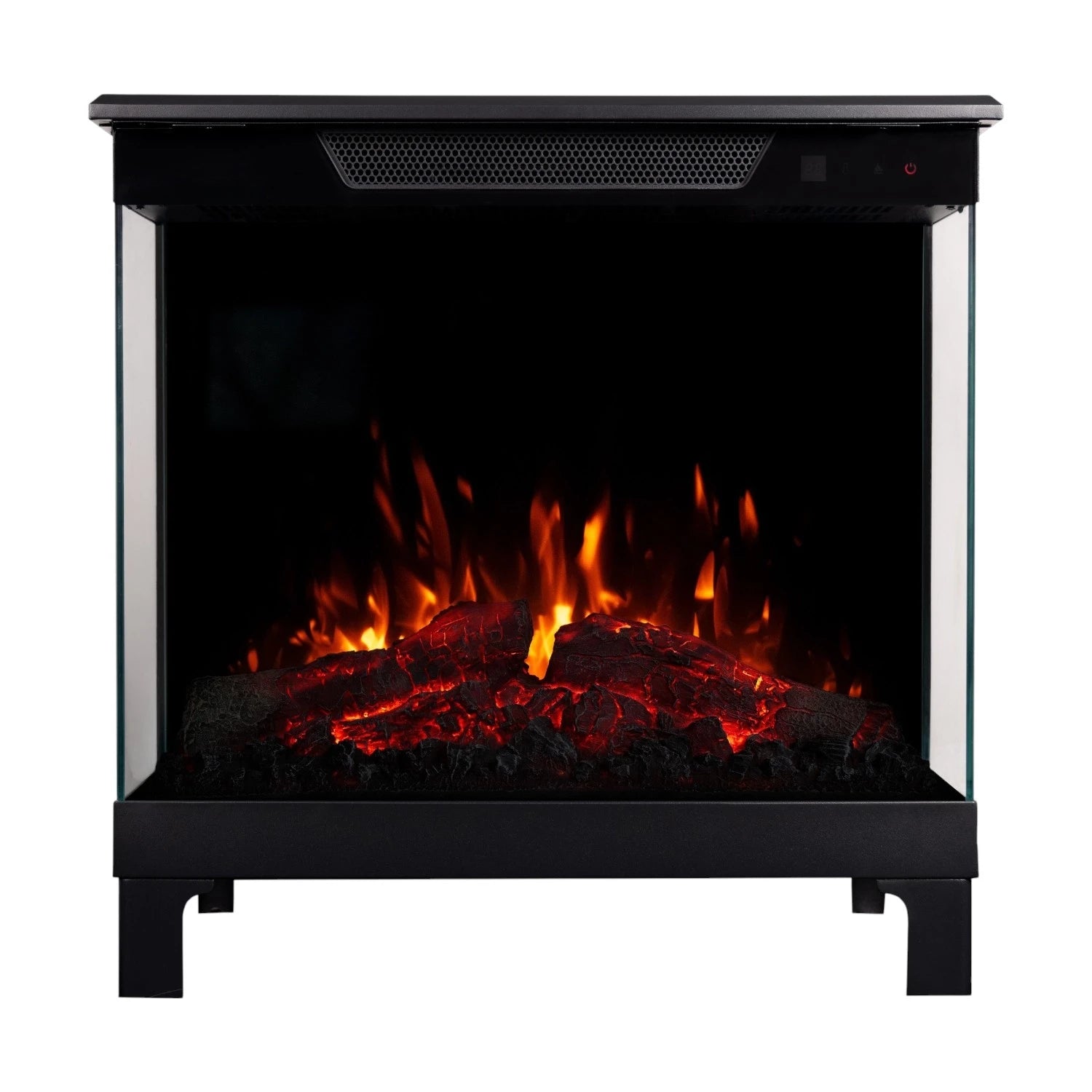 Tower 46 – Freestanding Electric Fireplace with 3-Sided Flame View
