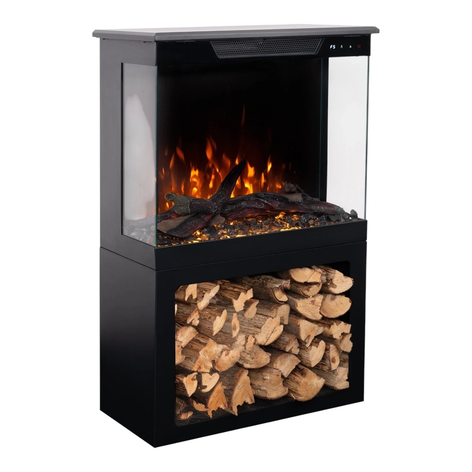 Tower 61 Electric Fireplace with Log Storage