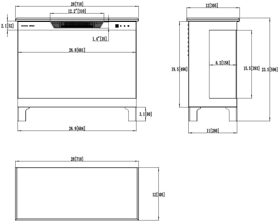 Aflamo Tower 3D 71 cm Elektrisk öppen spis