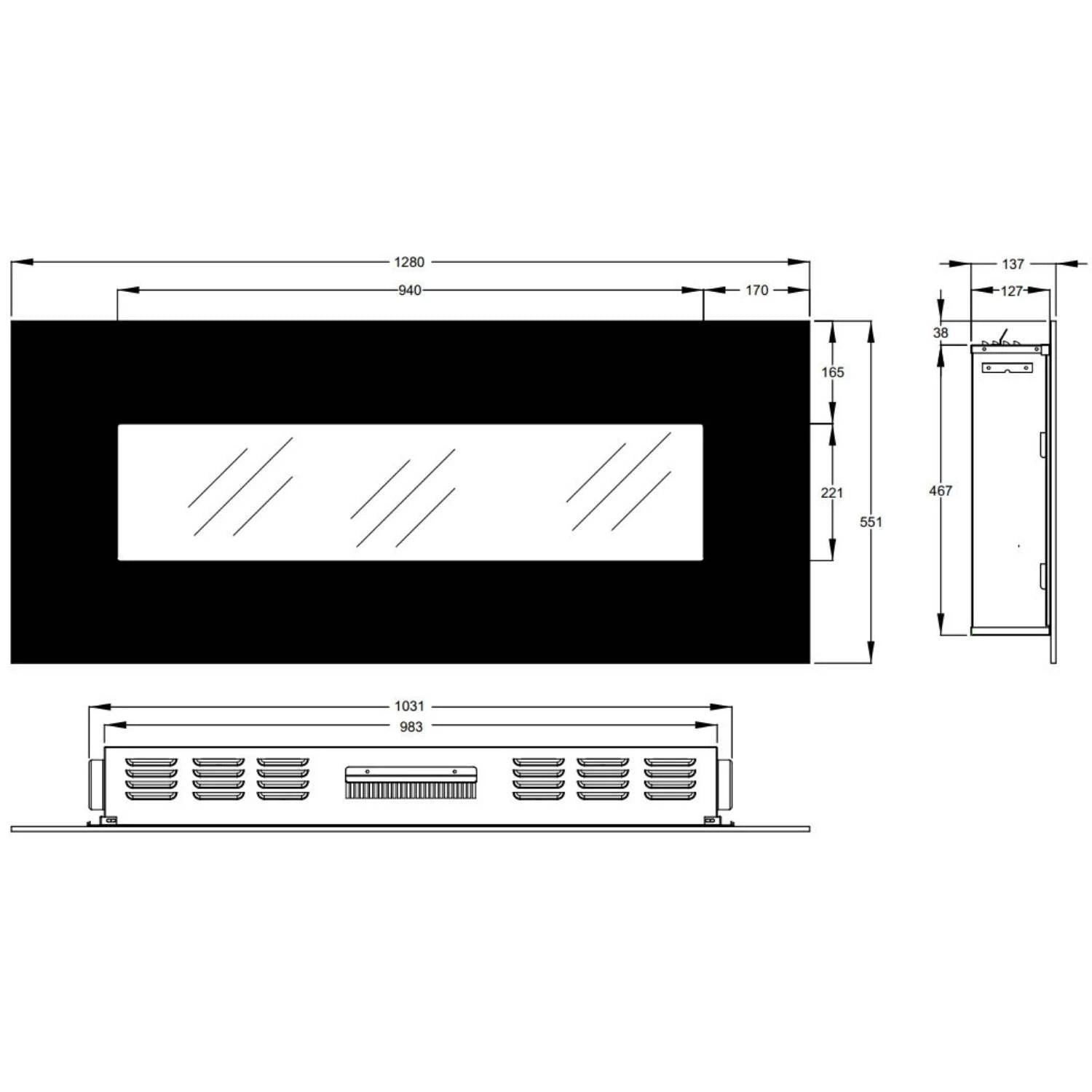 Aflamo Albion 128 cm Svart Elkamin