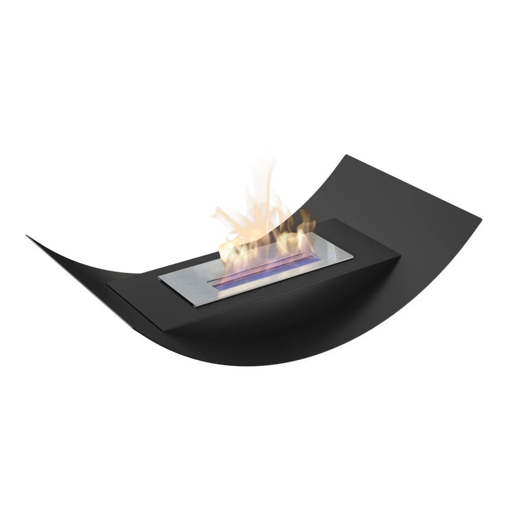 Curved bio fireplace for table