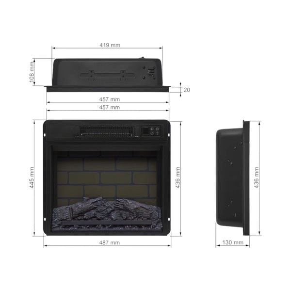 ArtiFlame AF18B - 18" inbyggd elektrisk eldstadsinsats