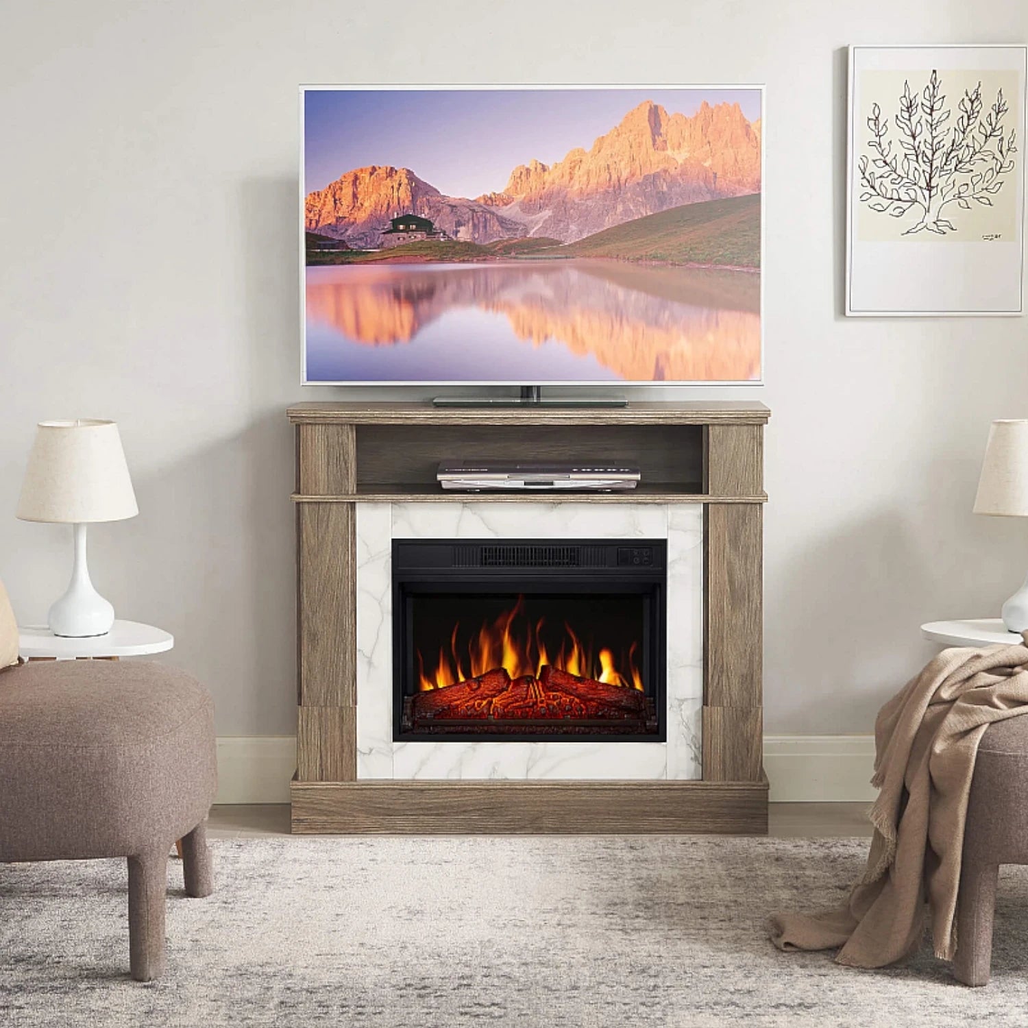 For Living Electric Fireplace – Grey Oak