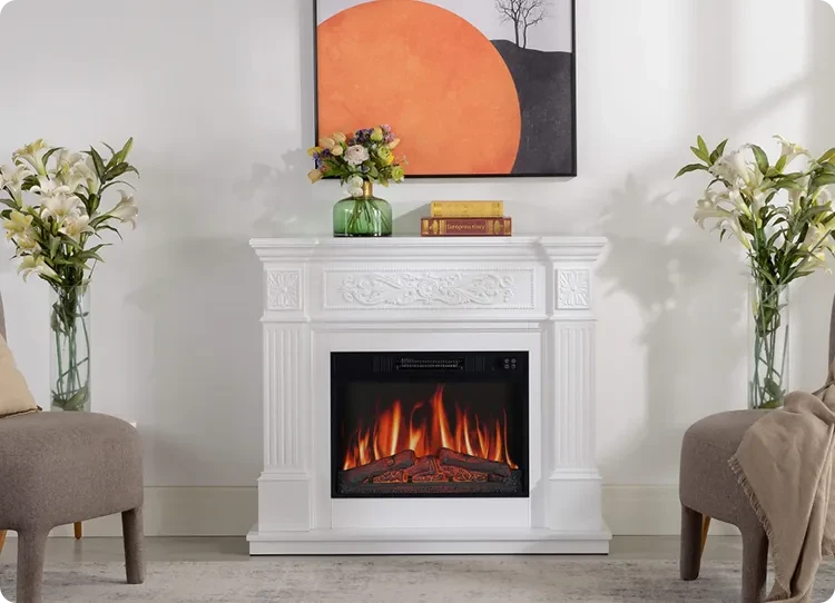 artiflame electric fireplace suite in white