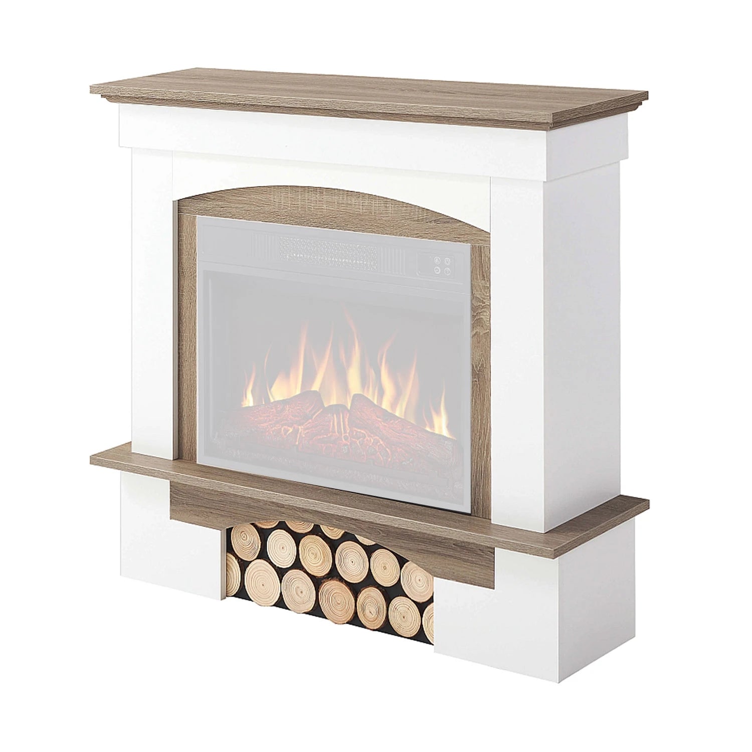 Woodley Fireplace Mantel – White / Grey Oak (Frame Only)
