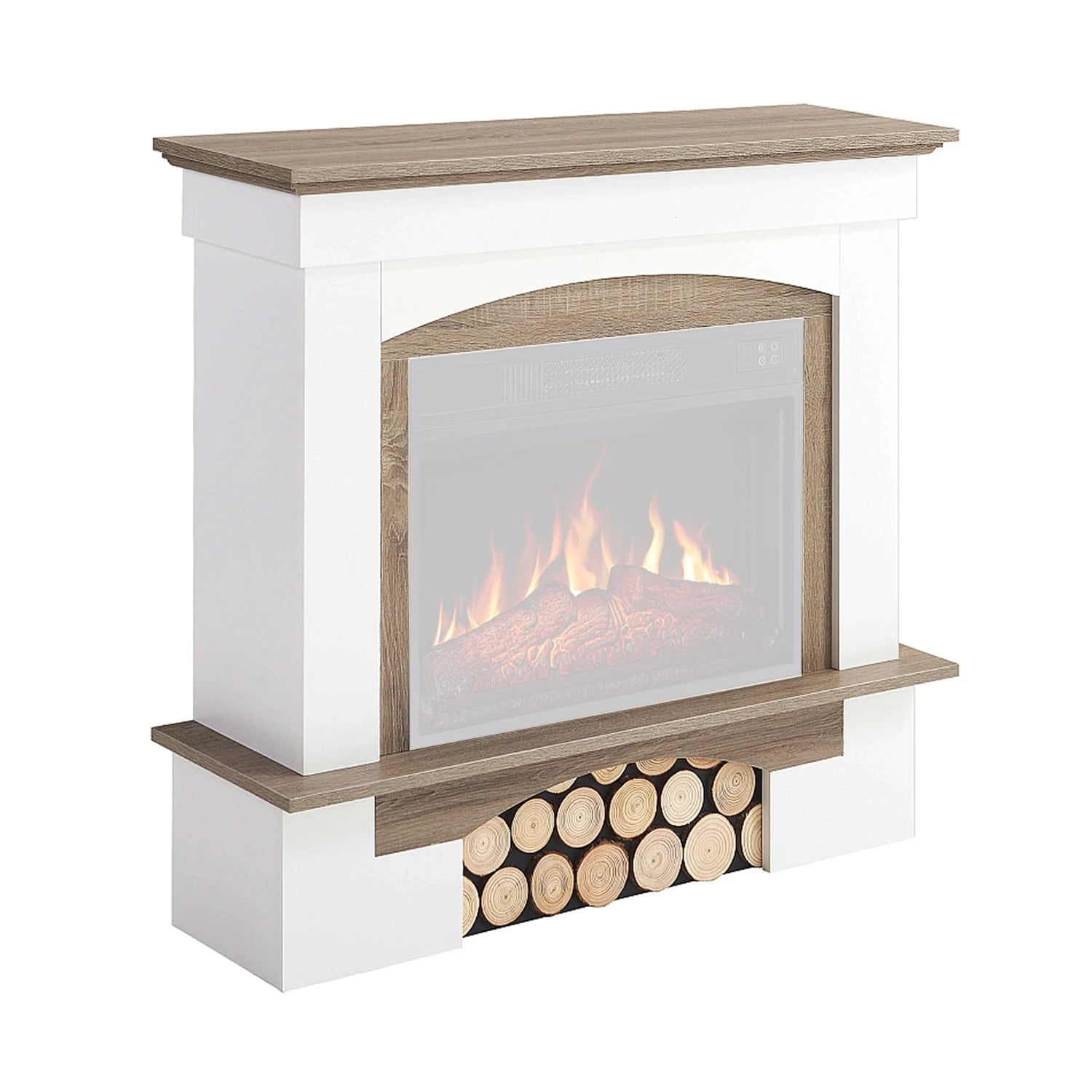 Woodley Fireplace Mantel – White / Grey Oak (Frame Only)