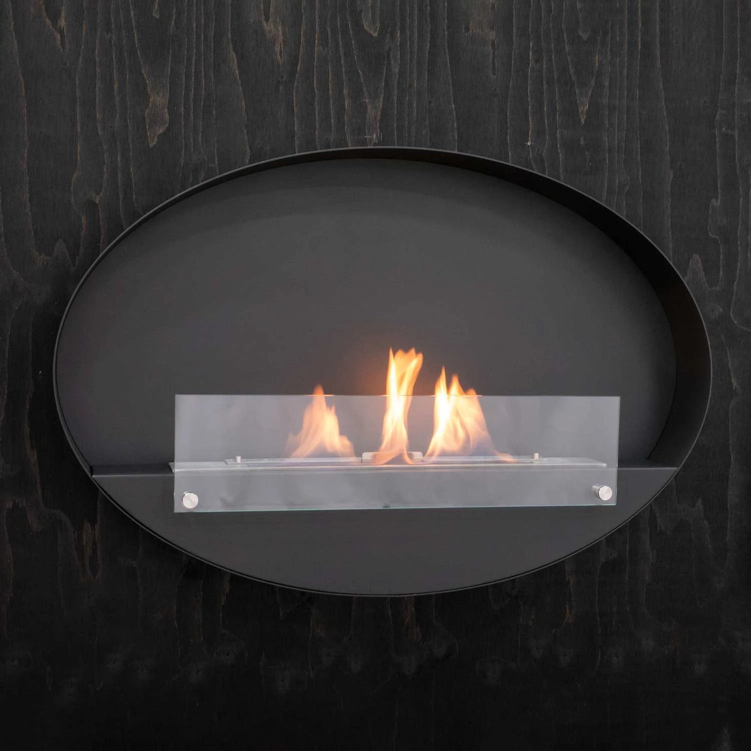 Maryland - Svart oval väggkamin