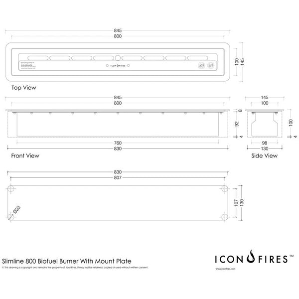 Icon Fires Slimline 800 brännare