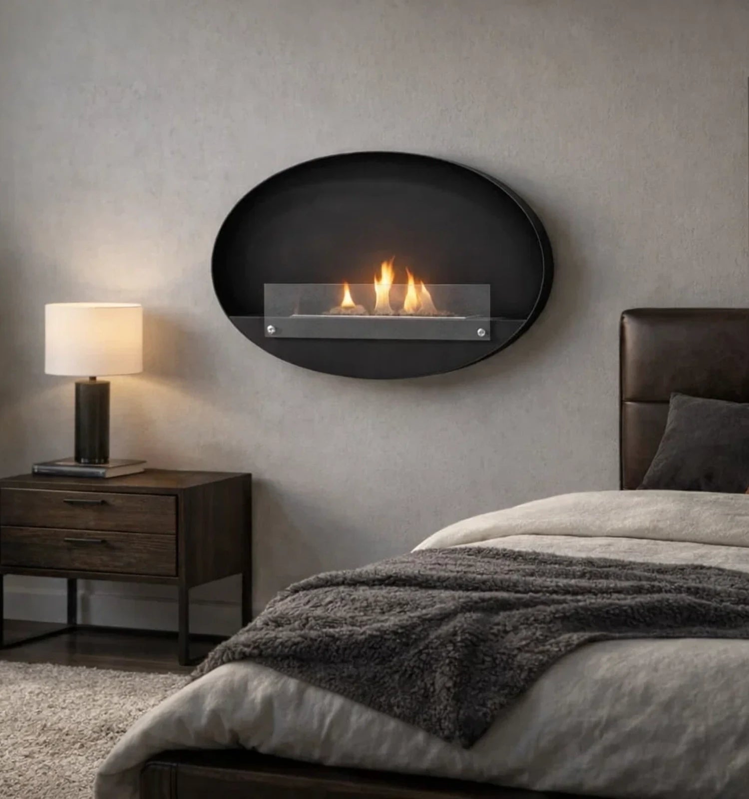 Maryland - Oval Wall Hanging Slim Fireplace