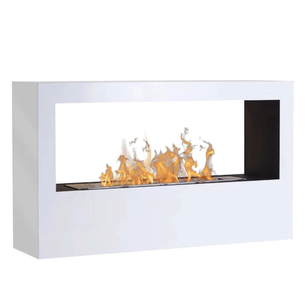Stor fristående tvåsidig etanolkamin - vit