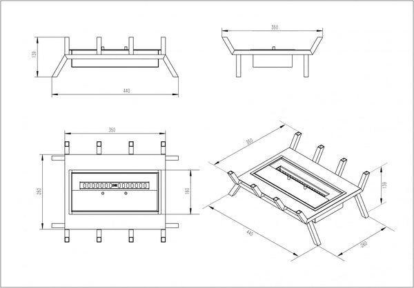 Grate M - 40 cm insats med dekorativt trä