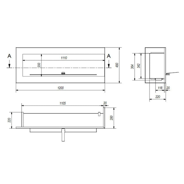 Etanolkamin till höger hörn 120 cm