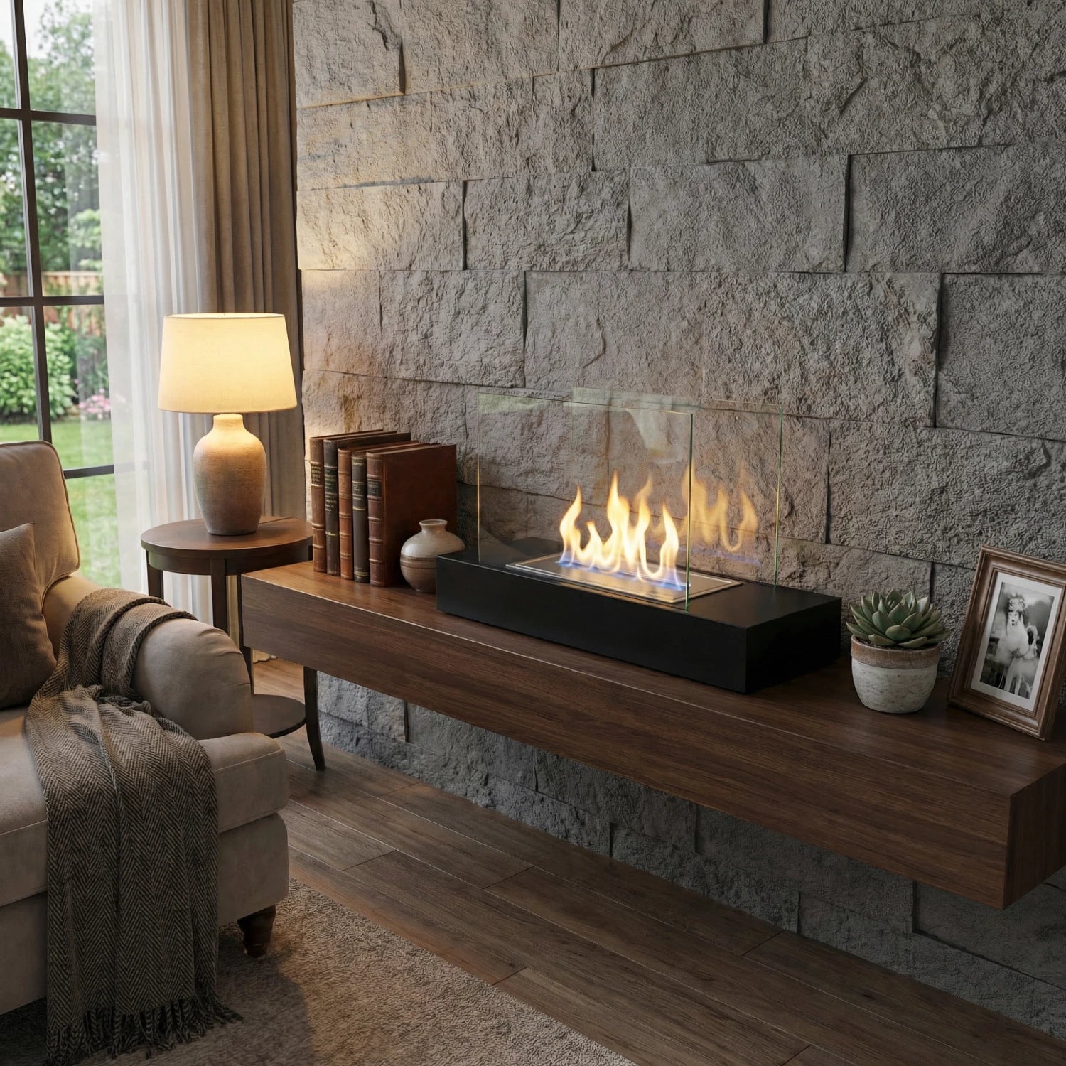 Oklahoma -  Steel and Black Freestanding Bio Fireplace
