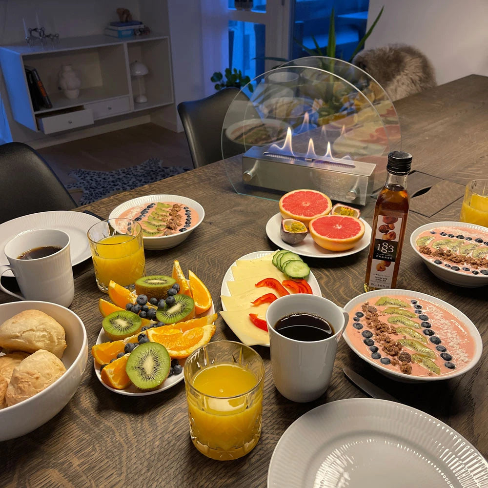 Etanolkamin med cirkelformade glassidor