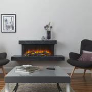 Brockenhurst 870 Grey Marble three-sided wall-mounted electric fireplace suite with logs
