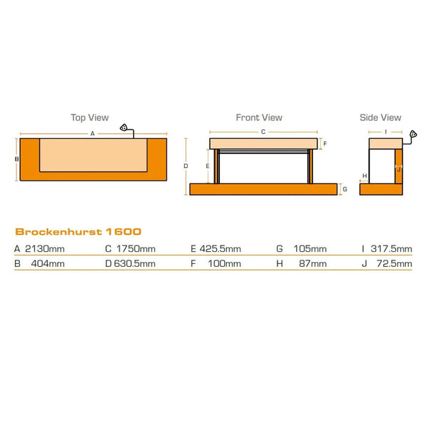 Brockenhurst 1600 - Vit Marmor elektrisk kamin