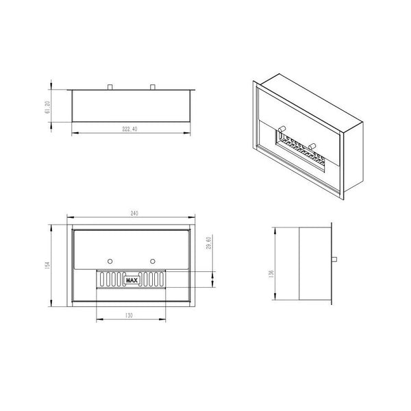 1,0 liter Deluxe bioetanolbrännare 24 cm