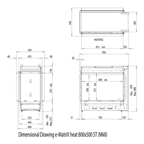 e-MatriX 800-500 ST - Water Vapour Fireplace