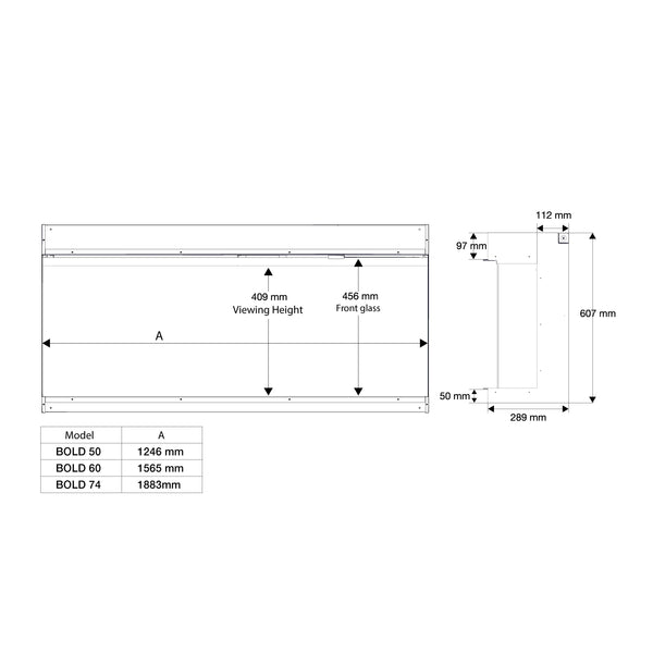 Ignite Bold 60 - 156 cm Inbyggd Elkamin