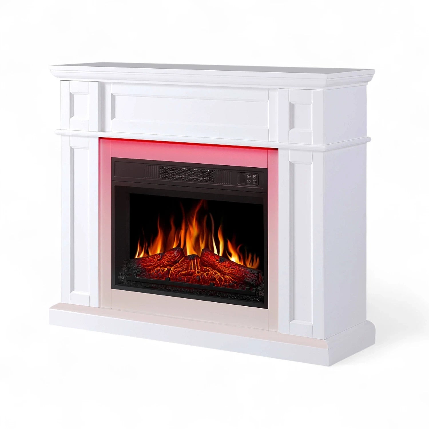 Linz Electric Fireplace - White - LED Lighting