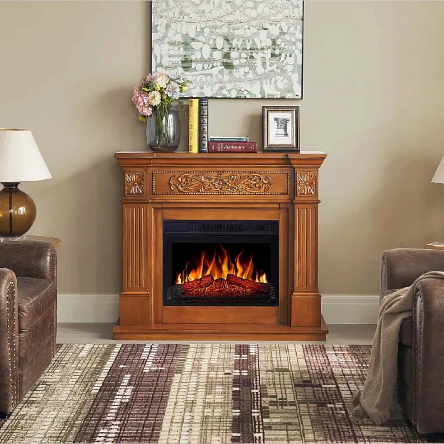 Toscana Electric Fireplace Suite - Oak
