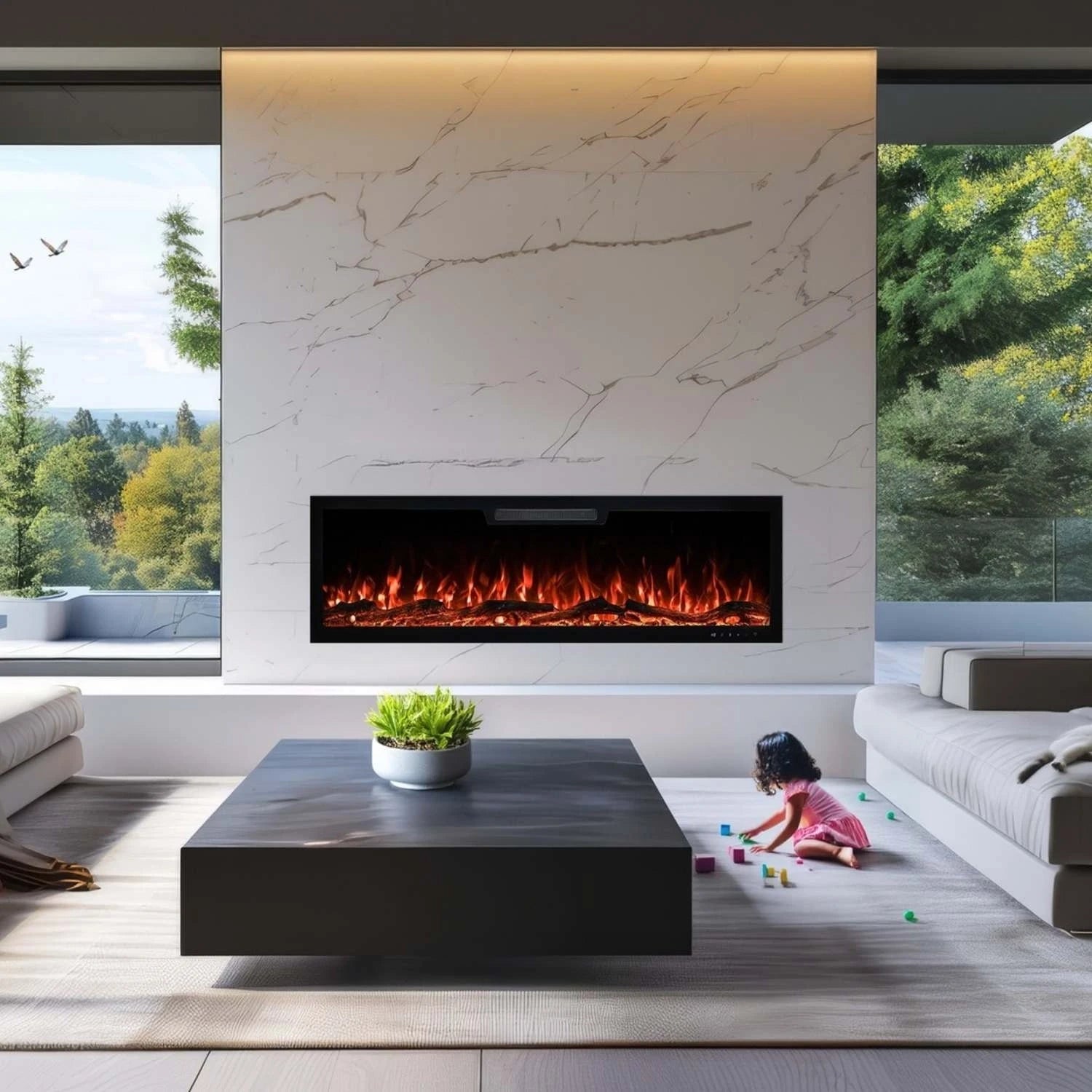 Elite 213 cm Built-In Electric Fireplace