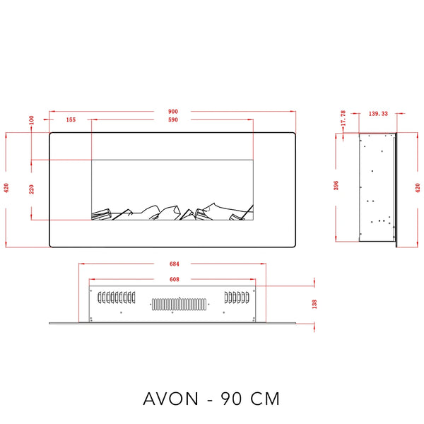 Avon elkamin - svart