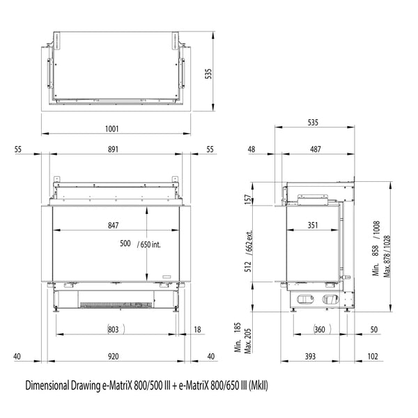e-MatriX 800-500 III - Water Vapour Fireplace