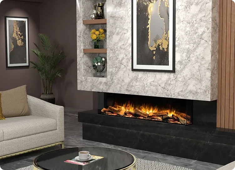 Flamerite inbyggd eldstad
