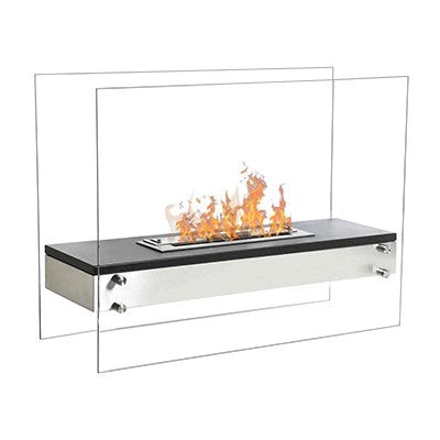 Freestanding bio ethanol burner with glass panels
