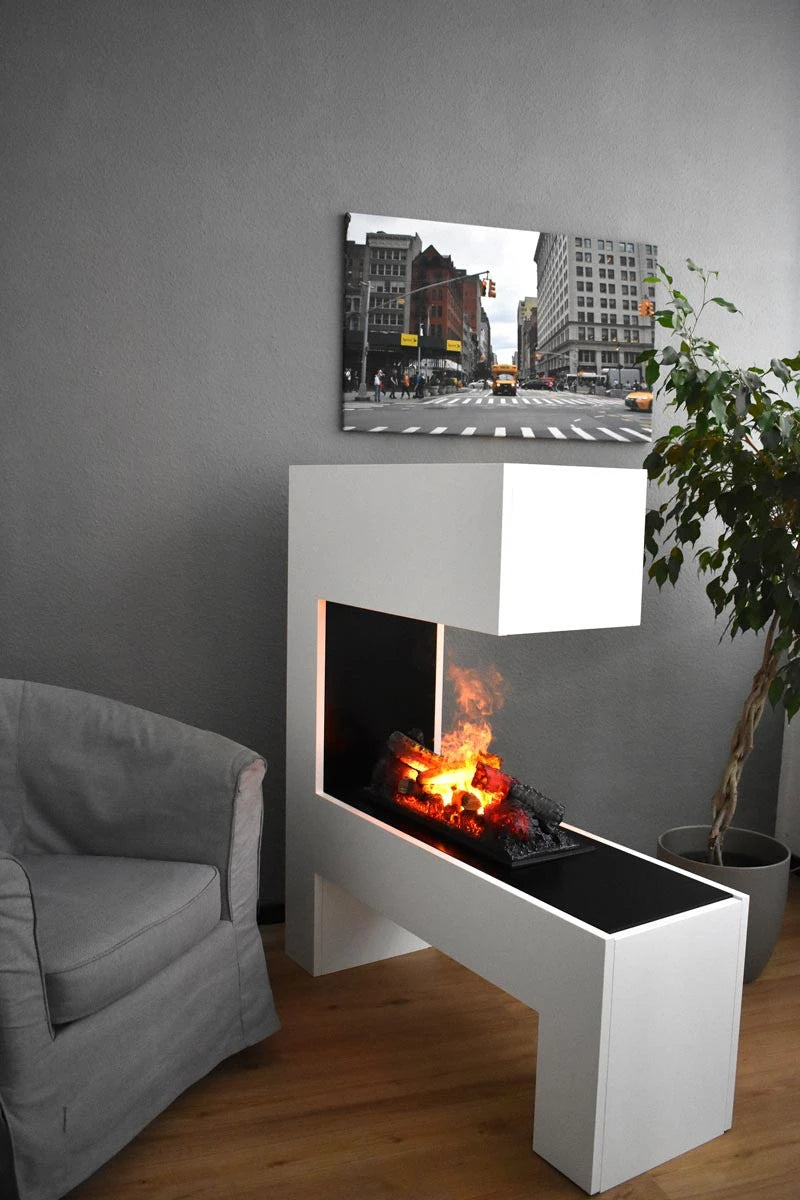 Mozart White - OMC 600 | Freestanding Water Vapour Fireplace